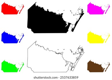 Nueces County, Texas (Counties in Texas, United States of America,USA, U.S., US) map vector illustration, scribble sketch Nueces map