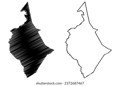 Nuenen, Gerwen en Nederwetten municipality (Kingdom of the Netherlands, Holland, North Brabant or Noord-Brabant province) map vector illustration, scribble sketch map