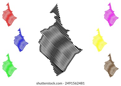 Nuenen, Gerwen en Nederwetten municipality (Kingdom of the Netherlands, Holland, North Brabant or Noord-Brabant province) map vector illustration, scribble sketch map