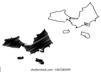 Nueva Esparta State (Bolivarian Republic of Venezuela, States, Federal Dependencies) map vector illustration, scribble sketch Estado Nueva Esparta (Margarita Island, Coche and Cubagua) map