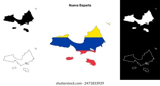 Nueva Esparta state outline map set