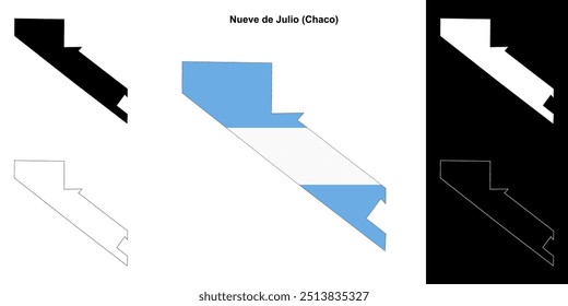 Nueve de Julio department (Chaco) outline map set