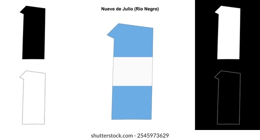 Nueve de Julio department (Rio Negro) outline map set