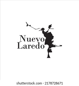 Nuevo Laredo map and black lettering design on white background