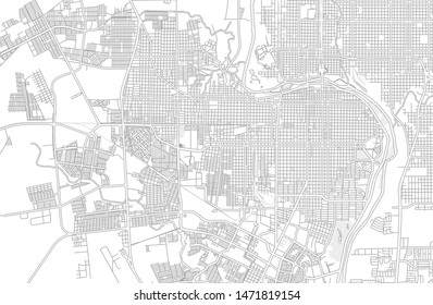 Nuevo Laredo, Tamaulipas, Mexico, bright outlined vector map with bigger and minor roads and steets created for infographic backgrounds.