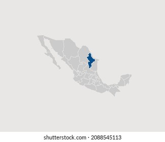 Nuevo Leon Highlighted on Mexico Map Eps 10