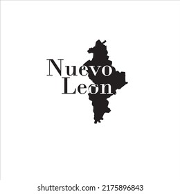 Nuevo Leon map and black lettering design on white background