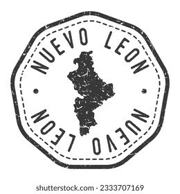 Nuevo Leon, Mexico Map Stamp Retro Postmark. Silhouette Postal Passport. Seal Round Vector Icon. Badge Vintage Postage Design.