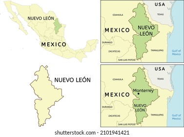 Nuevo Leon state location on map of Mexico