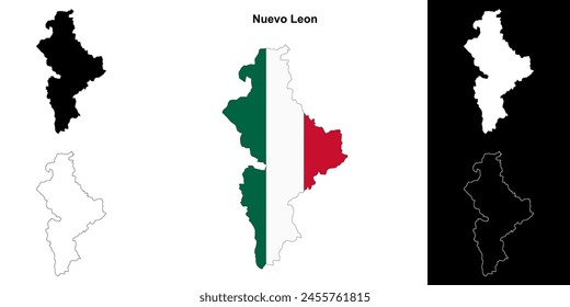 Conjunto de mapas esquemáticos del estado de Nuevo León