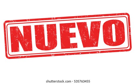 Nuevo (new) grunge rubber stamp on white ( in spanish language), vector illustration