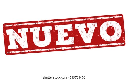 Nuevo (new) grunge rubber stamp on white ( in spanish language), vector illustration