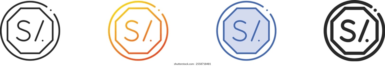 nuevo sol icon.Thin Linear, Gradient, Blue Stroke and bold Style Design Isolated On White Background