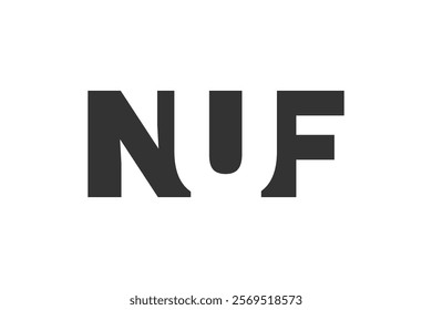 NUF logo design. Initial letter N U F bold font style for tech startups, consulting, corporate branding. Creative company name, headlines typography identity, trendy logotype. Vector illustration.