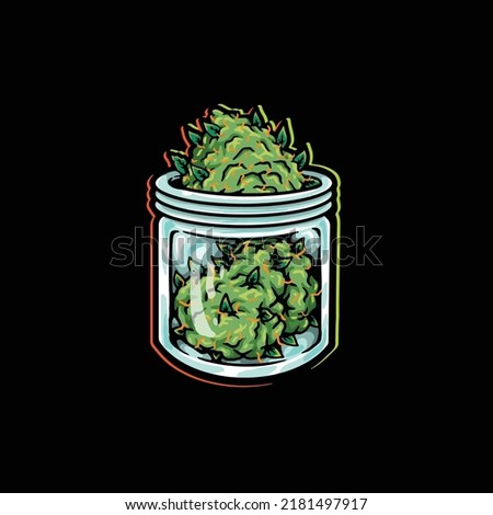 nug jar vector character cartoon mascot smoking blunt weed flower bud cannabis marijuana