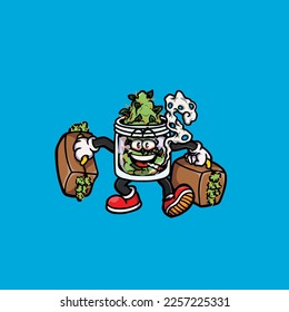 nug jar vector smoking joint hold nug weed cartoon