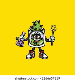 caricatura de nug weed vectorial de jarra de nug