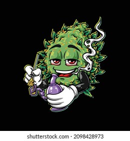 nug smoking bong with wax from weed cannabis bud flower marijuana 