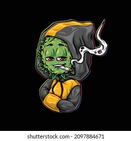 nug smoking joint from weed cannabis bud marijuana with hoodie
