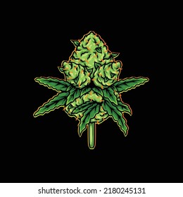 Nug Vector Character Cartoon Mascot Smoking Blunt Weed Flower Bud Cannabis Nug