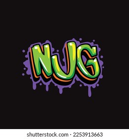 nug vector graffiti font word street art weed vector tagging