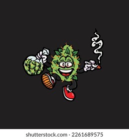 nug vector smoking joint hold nug weed cartoon