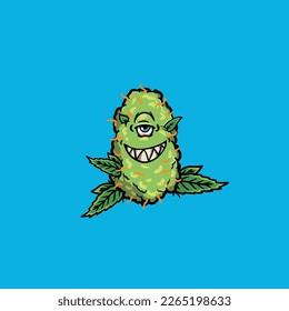 nug weed monster vector smoking joint bud cartoon festival custom fashion