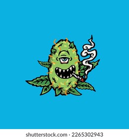 Nacken Unkraut-Monster, Vektorraucher, Knospenstil-Cartoon Festival Custom Mode