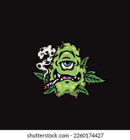 nug weed vector smoking joint hold bud cartoon