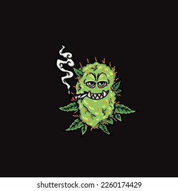 nug weed vector smoking joint hold bud cartoon