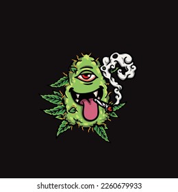 nug weed vector smoking joint hold bud cartoon