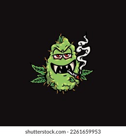 nug weed vector smoking joint hold bud cartoon