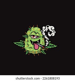 nug weed vector smoking joint hold bud cartoon