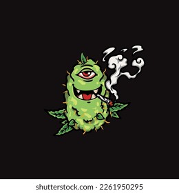 nug weed vector smoking joint hold bud cartoon