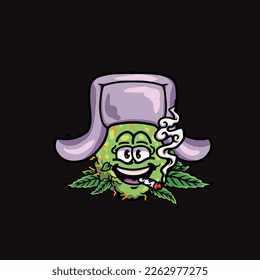 nug weed vector smoking joint and bong hold bud cartoon job and hobby