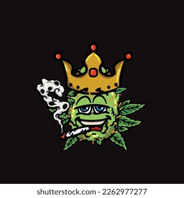 nug weed vector smoking joint and bong hold bud cartoon job and hobby