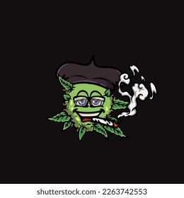 nug weed vector smoking joint bud cartoon festival job and hobby 