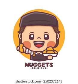 nuggets cartoon mascot, suitable for culinary businesses, brand logos, stickers, cartoon identities, stickers, icons, etc.