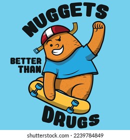 Nuggets cartoon skating in the air with the title Nuggets Better than drugs