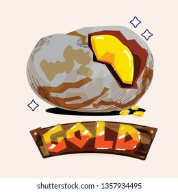 Nuggets of gold in Rock, treasure concept - vector illustration