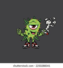 nugs vector smoking joint hold buds weed monster