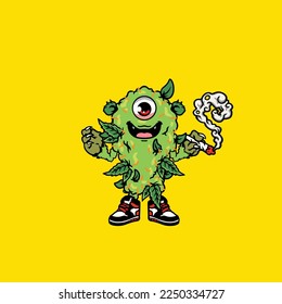 Nugs, Vektorraucher-Gürtelschnallen-Unkrautmonster