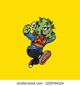 caricatura de hierba de galletas para fumar en vectores de nugs