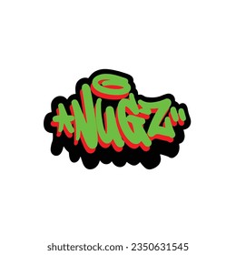 Nugz is a graffiti vector style text drawn in handwriting design font simple art illustration