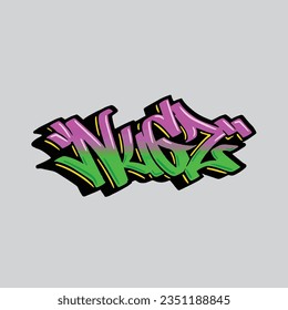 graffiti de nugz con etiqueta vectorial letra texto texto arte callejero