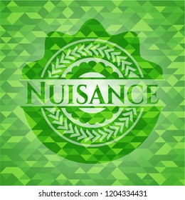 Nuisance green emblem with mosaic ecological style background