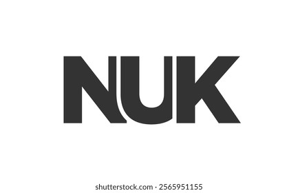 NUK logo design template with strong and modern bold text. Initial based vector logotype featuring simple and minimal typography. Trendy company identity ideal for businesses brand presence.