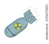 Nuke bomb illustration. Flat nuclear bomb Vector icon. Nuke Isolated aviation atom bomb. Nuclear winter concept. Atomic bomb in colored flat illustration. vector eps10