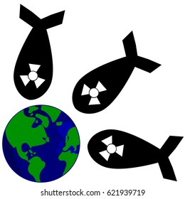 Nuke or nuclear bomb the world isolated. The blue planet vector and graphic design, vector illustration design.