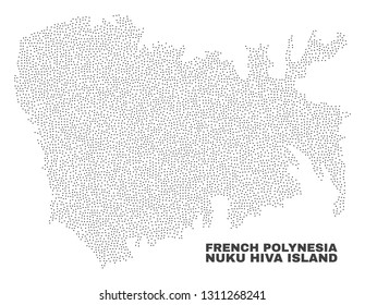Nuku Hiva Island map designed with little points. Vector abstraction in black color is isolated on a white background. Random little points are organized into Nuku Hiva Island map.